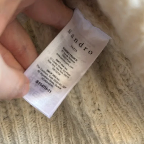 Sandro Paris Cream Ribbed wool alpaca blend sweater Small? - Picture 5 of 6